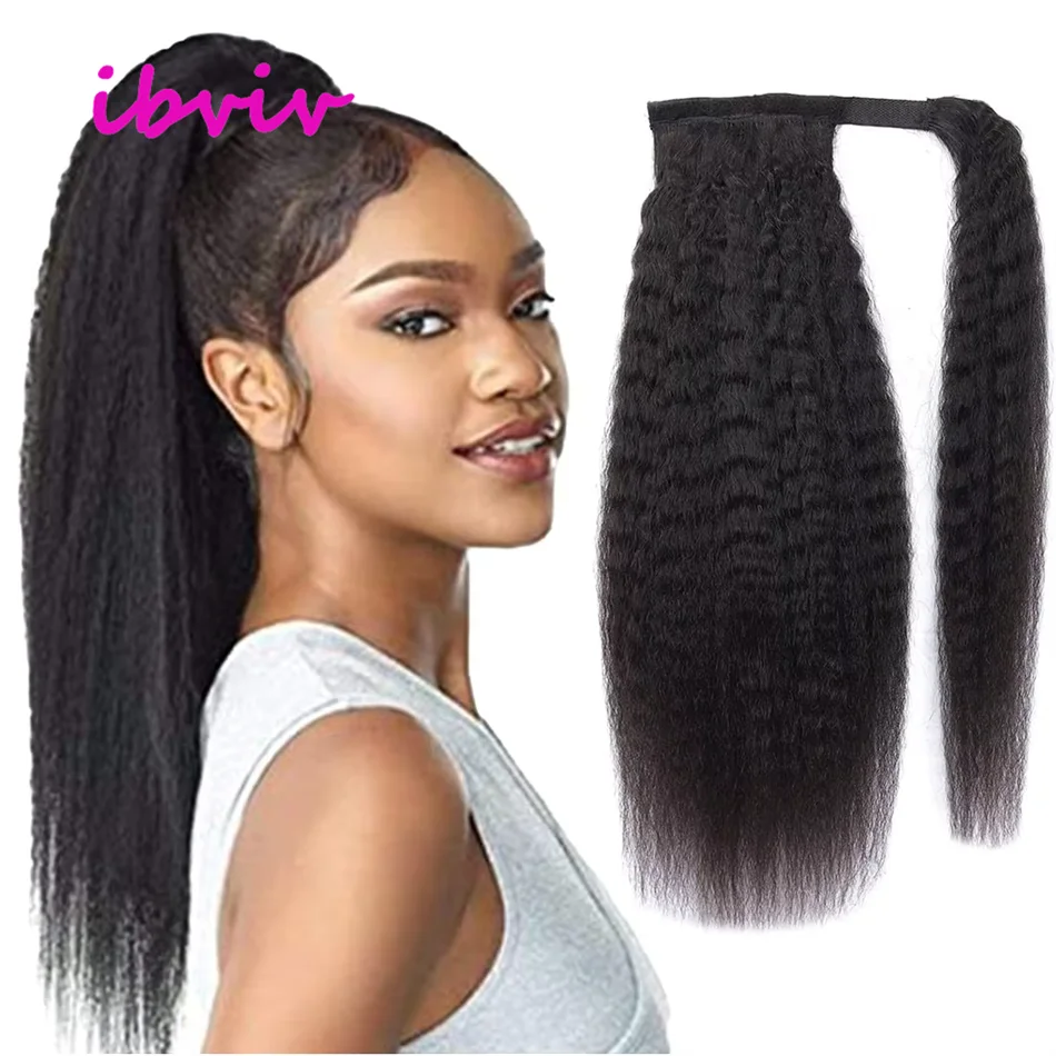 Straight wrap-around Remy human hair ponytail extension, 100G, 10–32 inches, HSF Marketplace