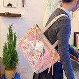 Transparent Y2K Japanese Ita Bag by HSF Marketplace, large capacity casual tote with crossbody style and lolita-inspired design.