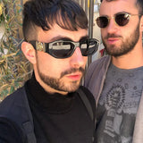 Vintage square sunglasses by HSF Marketplace featuring a luxury small frame design for men and women with stylish rectangle shape.