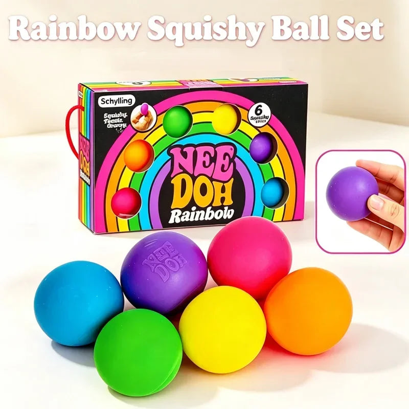 Needoh rainbow squishy ball stress relief fidget toy for teens by HSF Marketplace