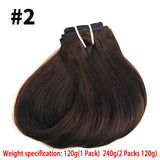 Straight clip-in hair extensions, 120g full head set, 8-piece virgin human hair in natural black
