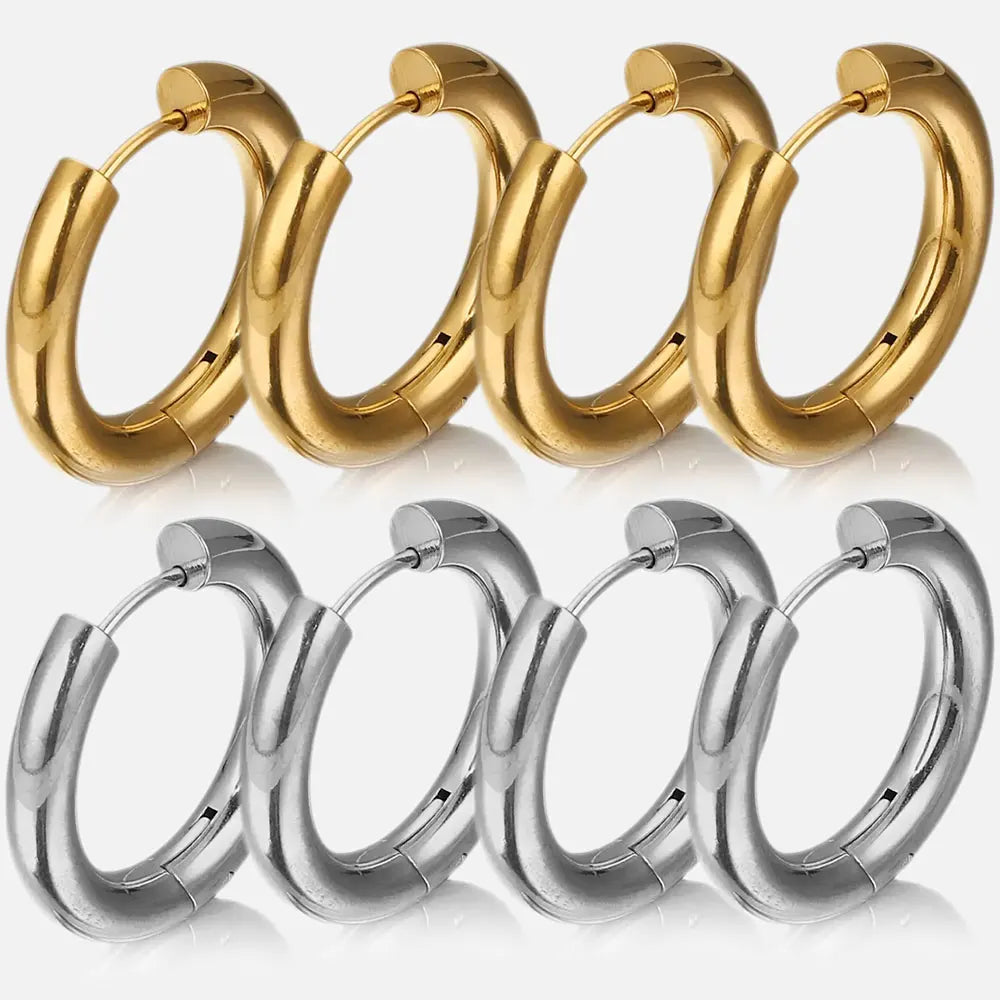Gold plated large round hoop earrings for women, 6-piece jewelry set by HSF Marketplace