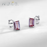 ALLNOEL square 1.35ct lab alexandrite 925 silver stud earrings with June color-changing birthstones
