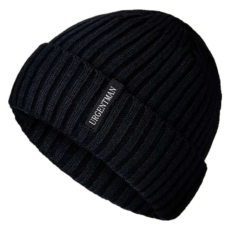 Urgentman unisex warm winter beanie hat with plush fur lining and thick knitted design for women and men