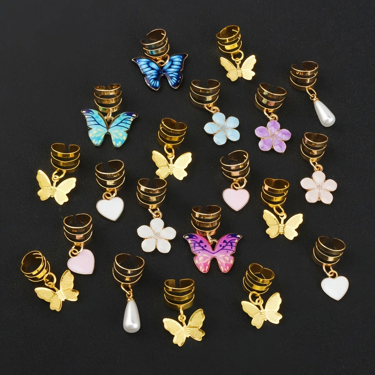20pcs Alloy Lace Heart-Shaped Water Drop Pendant Accessories DIY Braid Hair Accessories Hair Clips