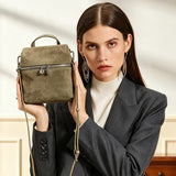 Genuine leather women's handbag with versatile shoulder and crossbody straps in a classic design
