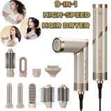 9-in-1 HSF Marketplace professional hair dryer and styling tool set with multiple attachments