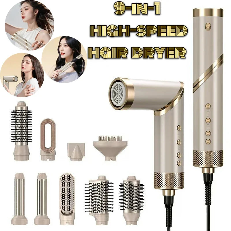 9-in-1 HSF Marketplace professional hair dryer and styling tool set with multiple attachments