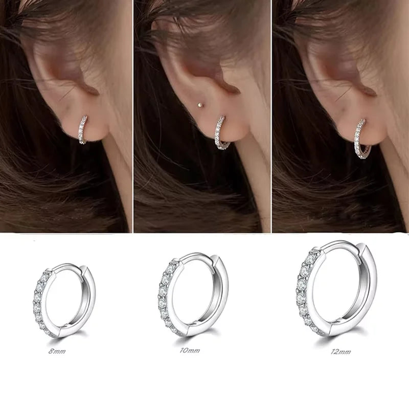 6-piece set of 925 sterling silver 18k gold-plated zirconia huggie hoop earrings for women