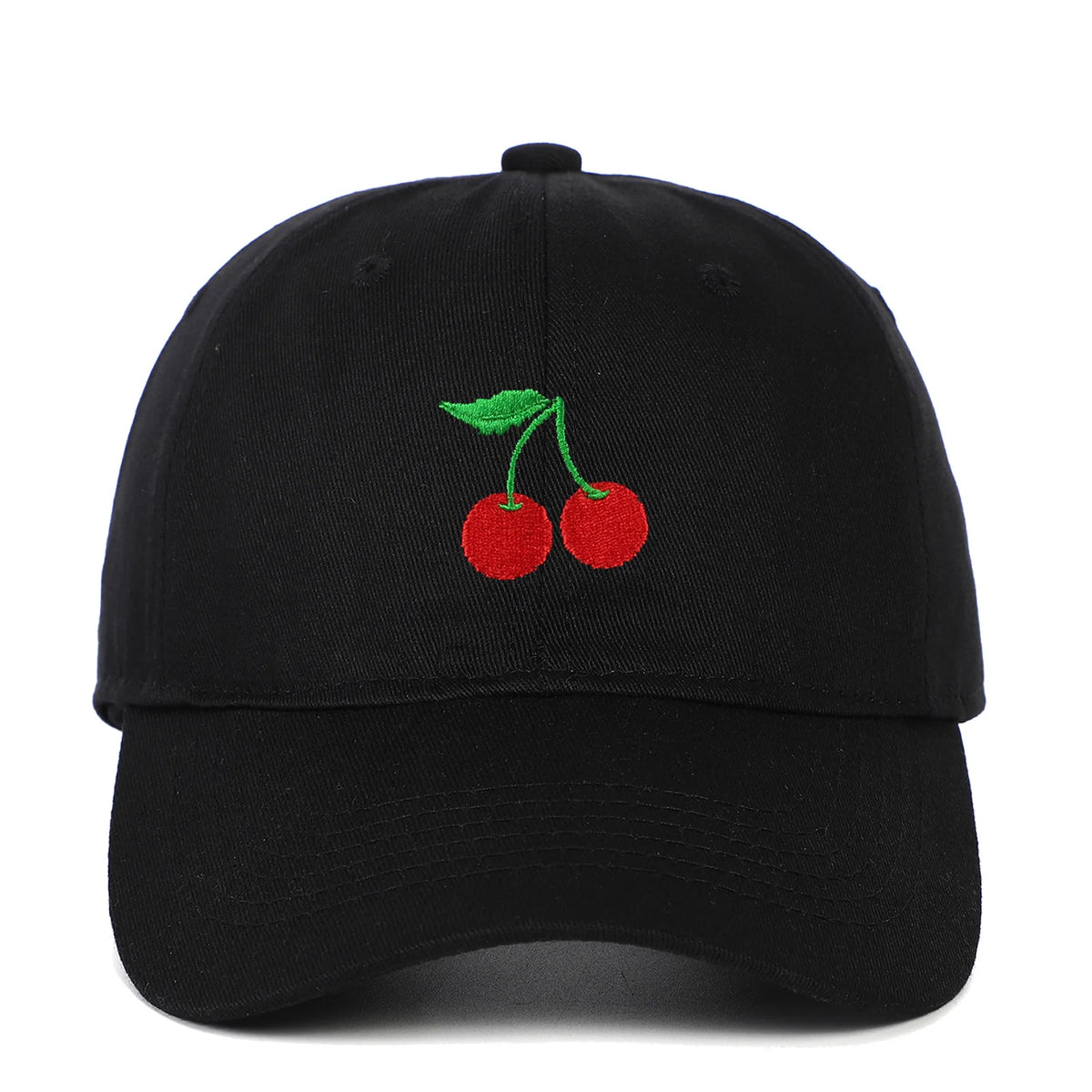 Embroidered cherry baseball soft top hat, duckbill sunshade hat for men and women