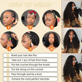 Kinky Curly Boho Braids Crochet Human Hair Extensions Pre-Separated Miracle Knots Feather Hair 100% Human Hair for Braiding