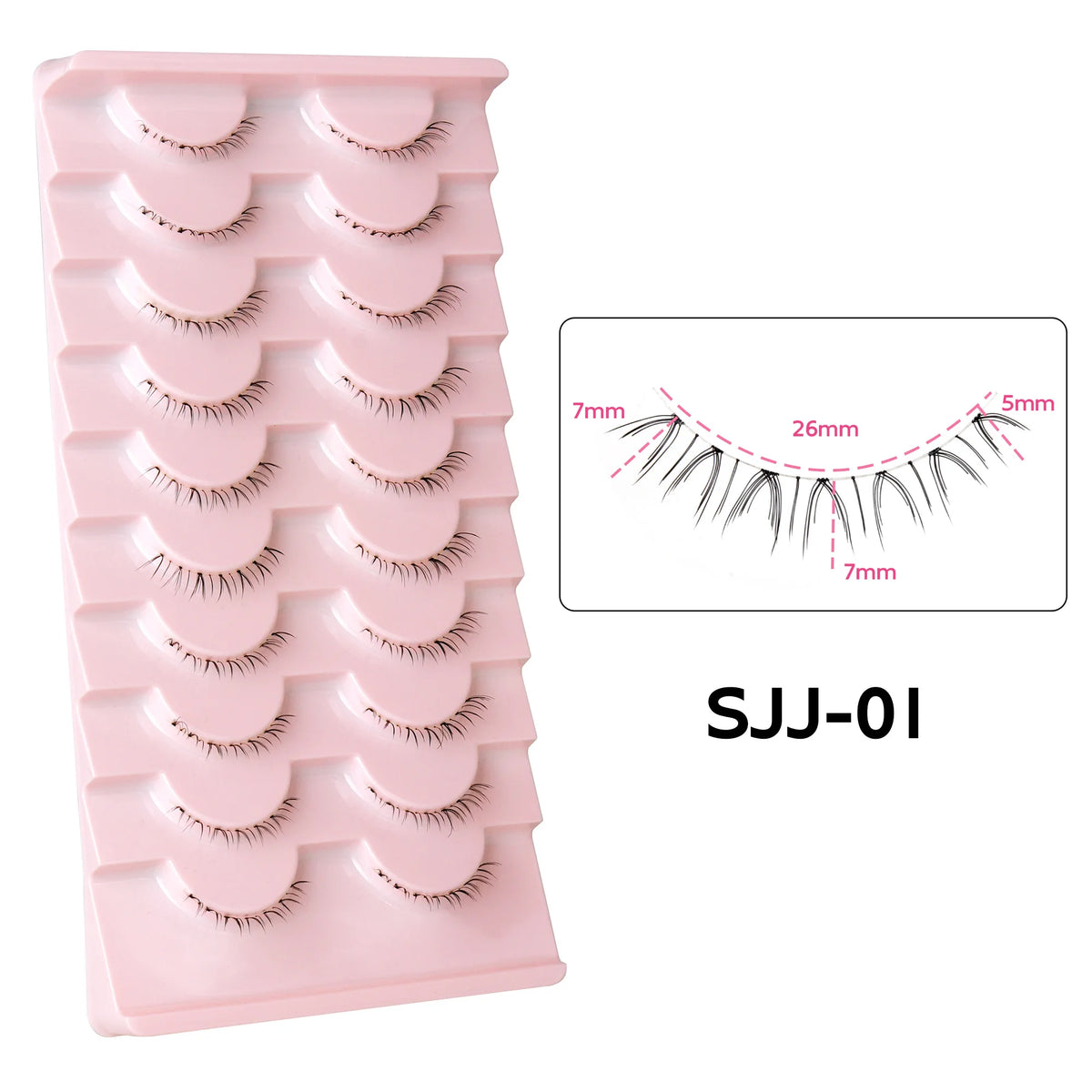 10Pairs of HSF Marketplace false manga lower eyelashes with clear band, wispy small flame design for Korean makeup and cosplay looks