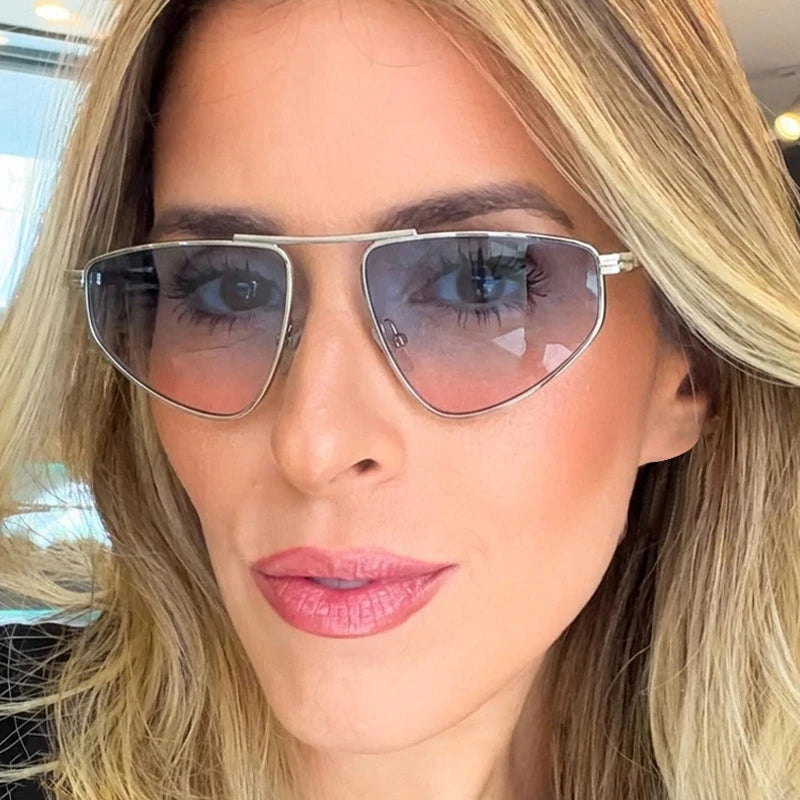 Polygon metal cat eye sunglasses for women by SO&EI with gradient lenses and UV400 protection, stylish fashion shades.