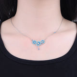 925 sterling silver blue daisy flower pendant necklace for women by HSF Marketplace