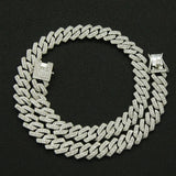 Men's Cuban Link Iced Out Necklace with rhinestones, 14MM width, HSF Marketplace jewelry, hip hop style chain with CZ accents