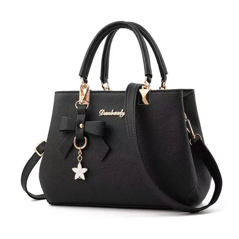 Korean trendy autumn winter bow women's shoulder bag by HSF Marketplace, portable messenger style with large capacity