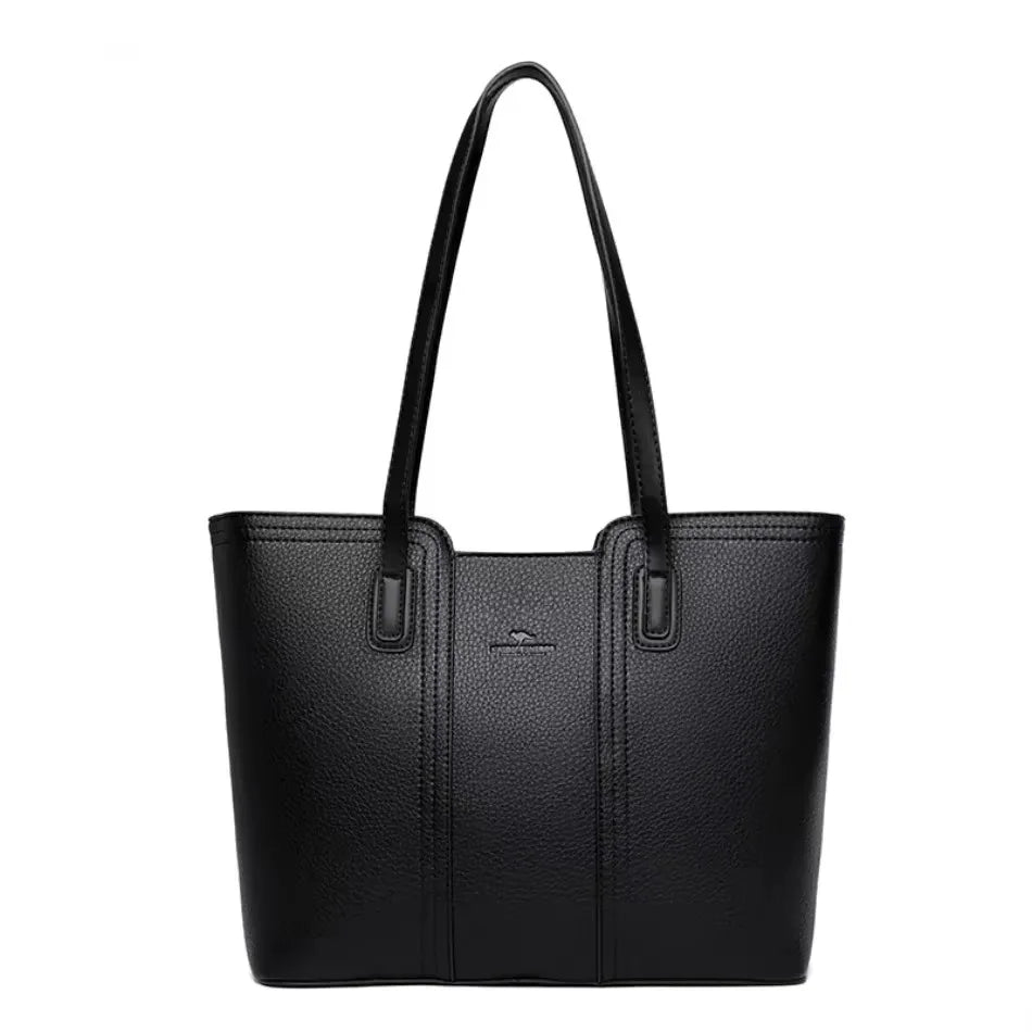 Genuine soft PU leather handbag for women with vintage design, shoulder tote style, large capacity, luxury designer purse, HSF Marketplace