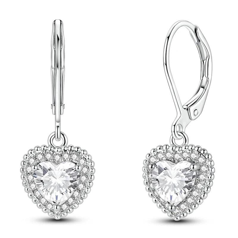 Hypoallergenic CZ zircon hoop earrings in 925 sterling silver, close-up view