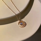 Hanging star and moon pendant necklace for women, simple clavicle chain jewelry, fashion accessories by HSF Marketplace