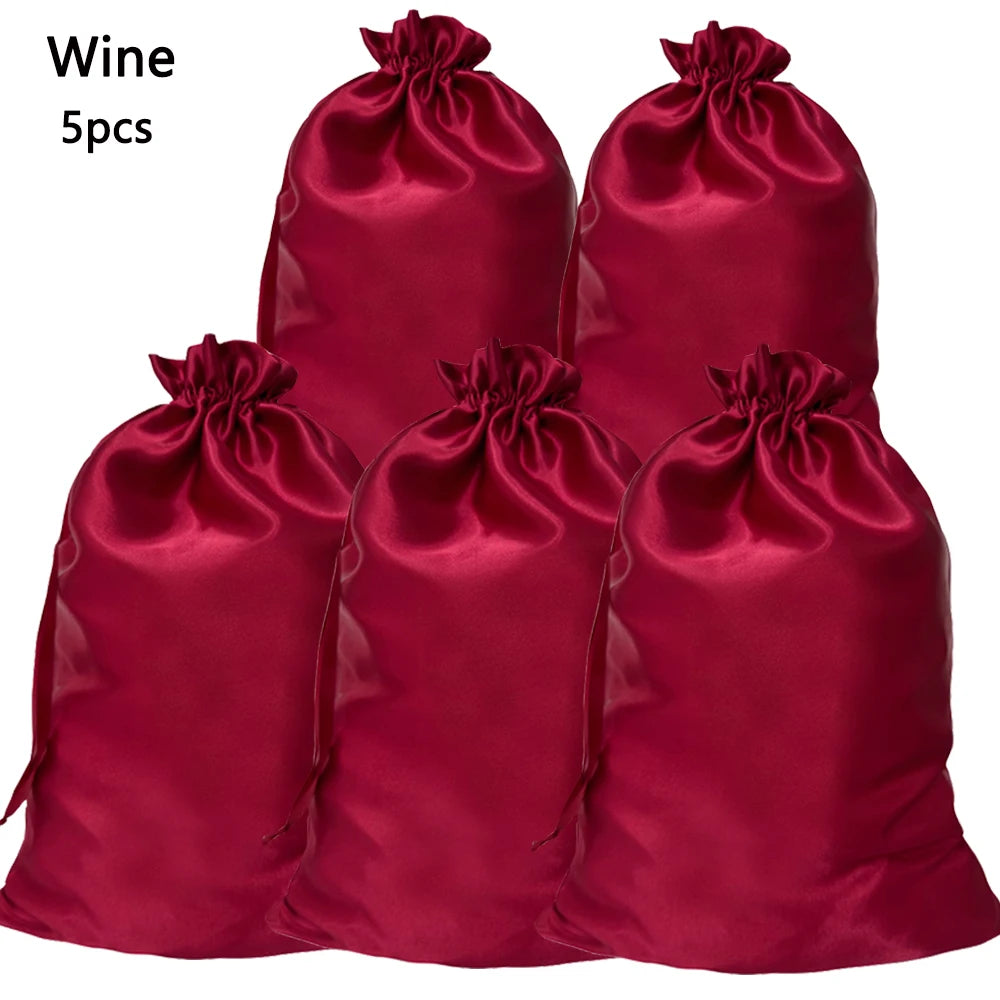 1/5pcs Satin Bags for Packaging Hair Extensions, Bundles, Wigs Soft Silk Pouches With Drawstring for Hair Tools Storage Bags
