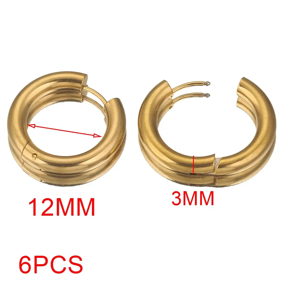 Gold plated large round hoop earrings for women, 6-piece jewelry set by HSF Marketplace