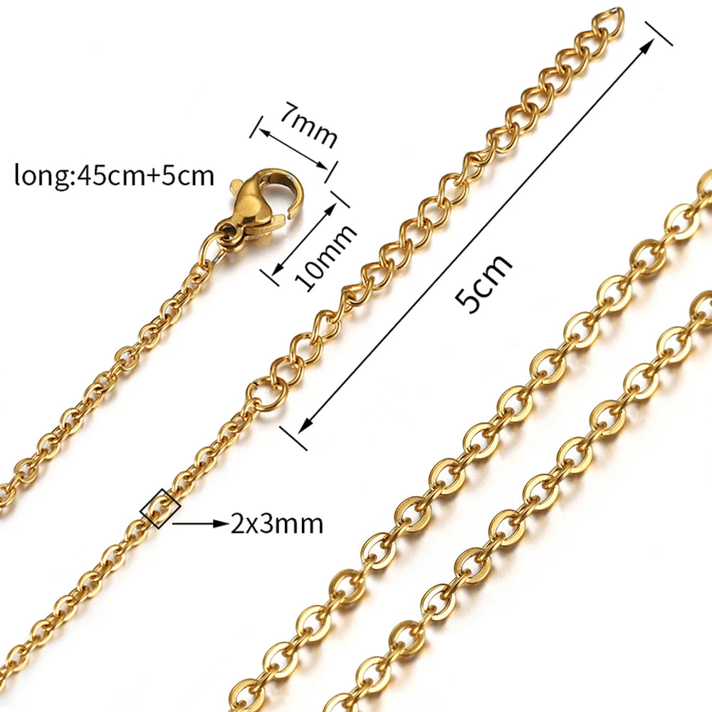 10pcs 5pcs Stainless Steel Bead Chain Necklace Chains for DIY Jewelry Making Findings 45cm+5cm Chain with Lobster Clasps No Fade