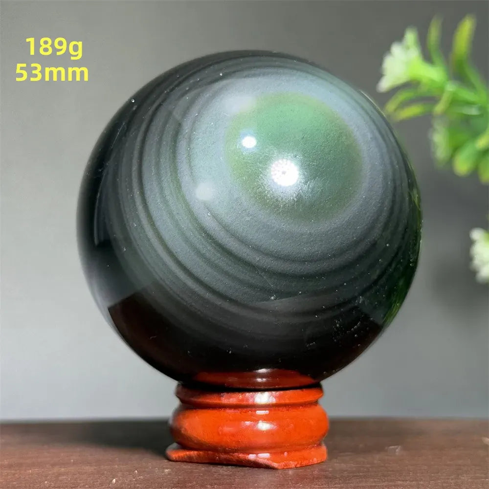 Natural Gem Rainbow Obsidian Mineral Crystal Ball Reiki Therapy Witchcraft Meditation Altar Divination Home Decoration Gift