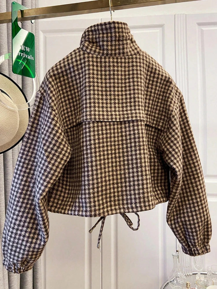 Women's houndstooth cropped jacket by HSF Marketplace for fall and winter style