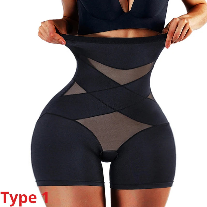 CXZD women’s high-waist tummy control body shaper panties in black shapewear design