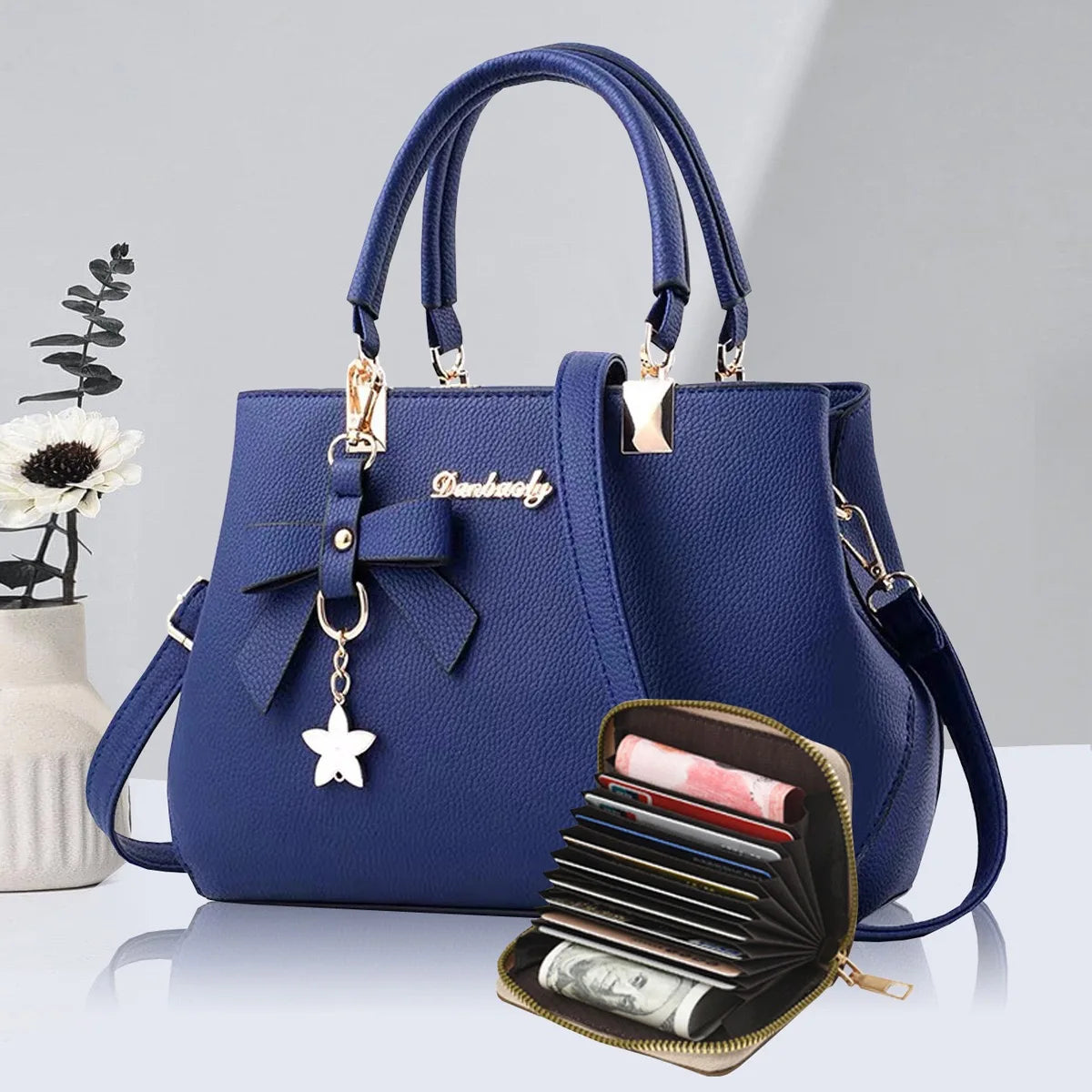 Korean trendy autumn and winter bow shoulder handbag, large portable messenger purse by HSF Marketplace, stylish women's bag