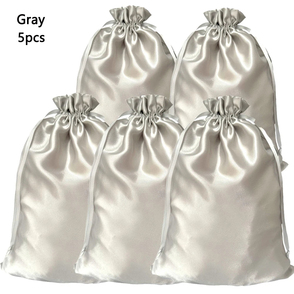1/5pcs Satin Bags for Packaging Hair Extensions, Bundles, Wigs Soft Silk Pouches With Drawstring for Hair Tools Storage Bags