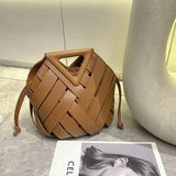 Trendy vegan leather woven tote bag for women with top handle, crossbody strap, stylish purse by HSF Marketplace.