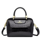 Vintage soft PU leather handbag for women featuring shoulder strap and large capacity tote bag with elegant design.