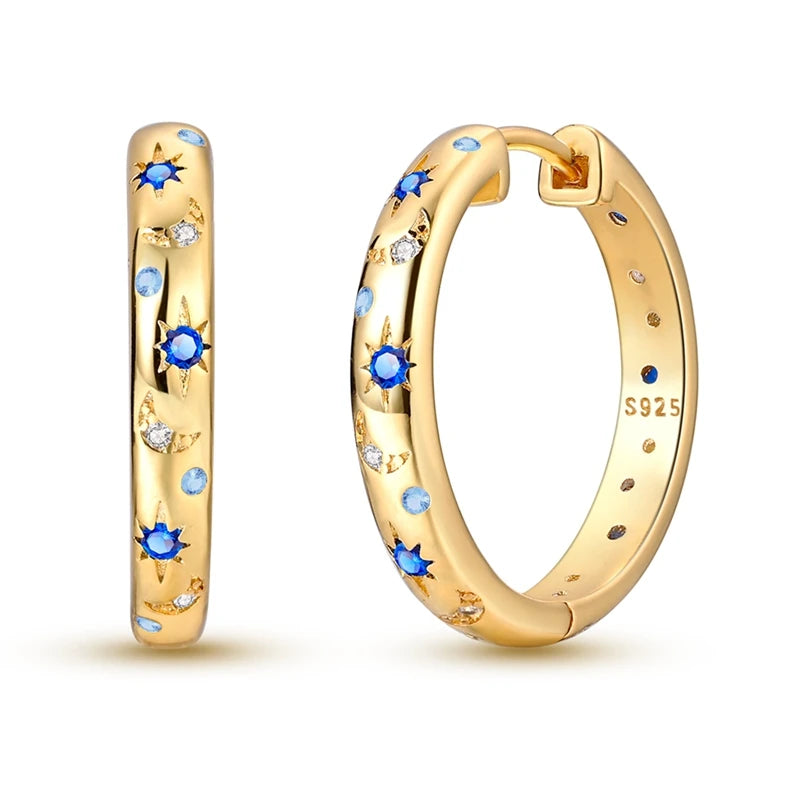 925 sterling silver hoop earrings with zirconia, hypoallergenic jewelry for women and girls