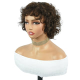Curly pixie cut human hair wig in various colors, 6-inch Brazilian Virgin Remy hair, full machine-made, 180% density for women