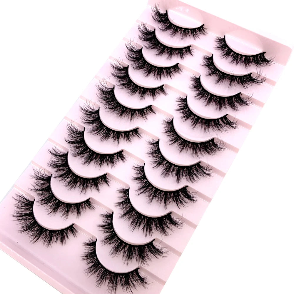 3D faux mink hair false eyelashes, 10 pairs of fluffy HSF Marketplace lashes in assorted styles