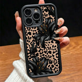 Pink lily and leopard print iPhone case by HSF Marketplace, stylish protective phone cover