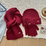 Women's knitted wool hat, scarf and gloves set in soft cashmere texture from HSF Marketplace