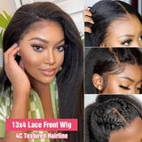 250% Density 13x4 5x5 HD Lace Frontal Wig Yaki Straight Curly Edges Glueless Wig Pre Plucked Baby Hair For Black Women