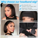 12-inch straight headband wig for Black women, natural Remy human hair wig by HSF Marketplace