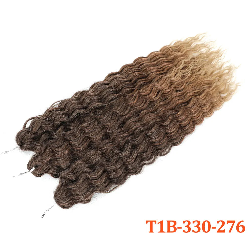 Deep Wave Braiding Hair Extension Natural Synthetic African Afro Hair Water Twist Crochet Braids Hair 22inch 3Ps/Lot #1B#4#6