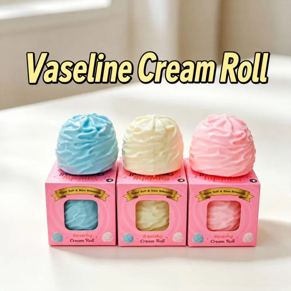 Squishy Cream Roll Slow Rising Toy Soft Squeeze Stress Relief Toy Dessert Shape Sensory Fidget Toy for Office Desk Home Display