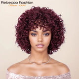 Rebecca 10-inch Brazilian Remy human hair wig in curly water wave, 1B #4 ombre style for Black women