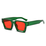 Luxury green square sunglasses for women and men by HSF Marketplace, retro design with UV400 protection.