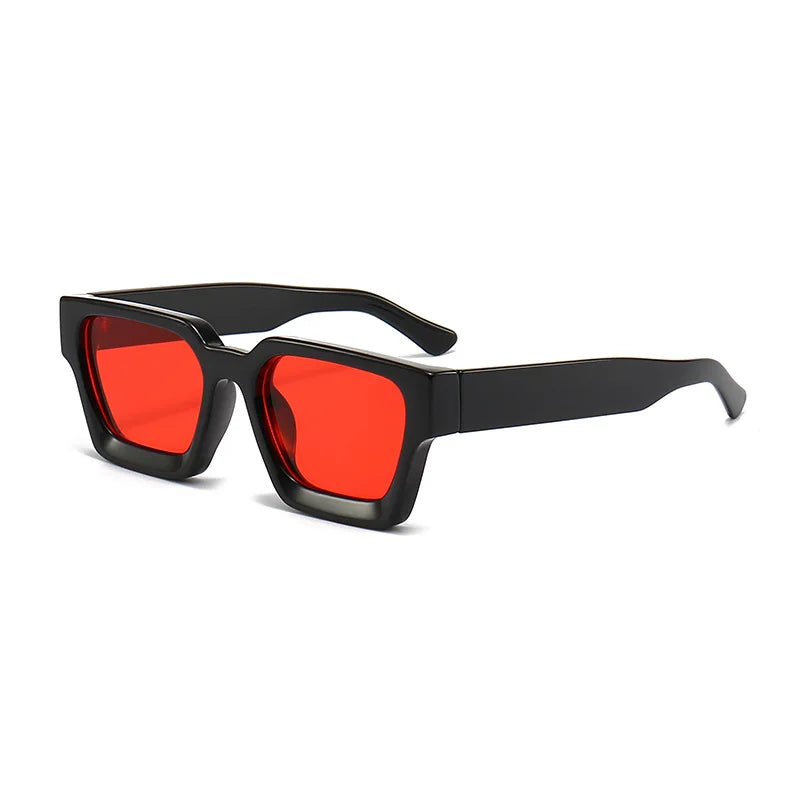 Luxury square sunglasses for women and men with green lenses, designer HSF Marketplace fashion sunglasses with UV400 protection.