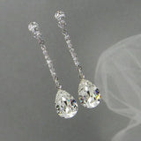 Huitan long hanging earrings with AAA pear-cut cubic zirconia stones in a dangling jewelry design