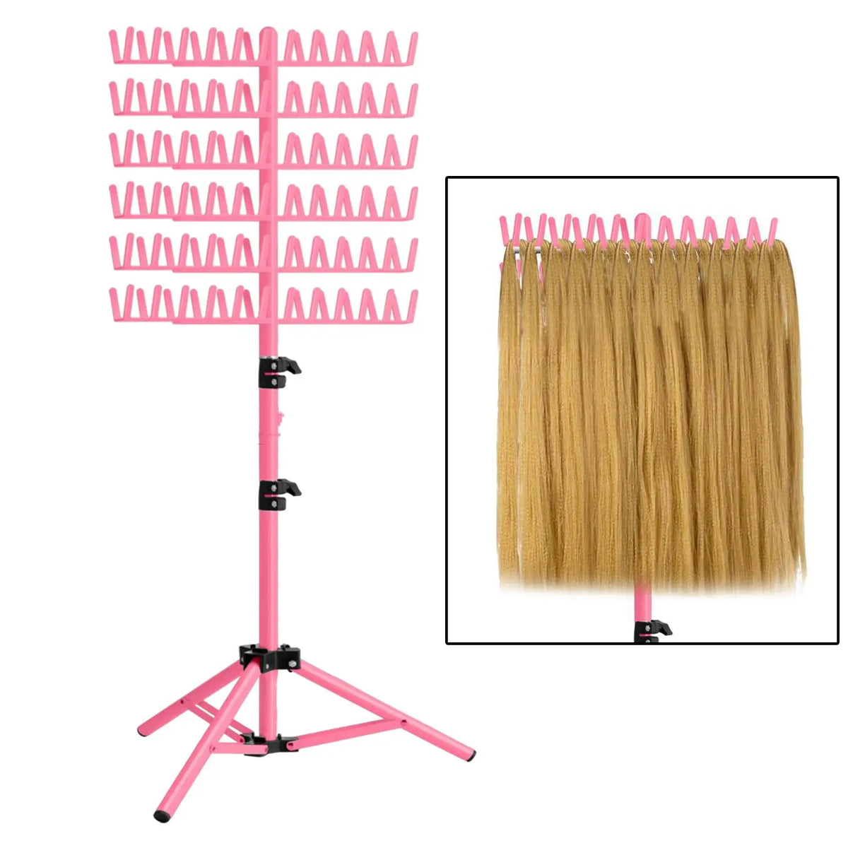 Hair Braiding Rack 2 Sided Hair Racks for Braiders Standing Height Adjustable Braid Rack Hair Extension Holder for Salon Home