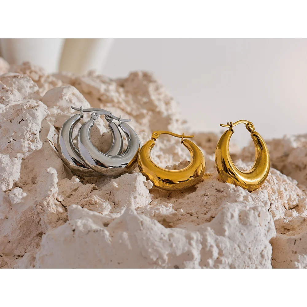 Geometric stainless steel hoop earrings for women by HSF Marketplace