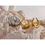 Geometric stainless steel hoop earrings for women by HSF Marketplace