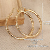 Classic metal hoop earrings with carved pattern for women by HSF Marketplace
